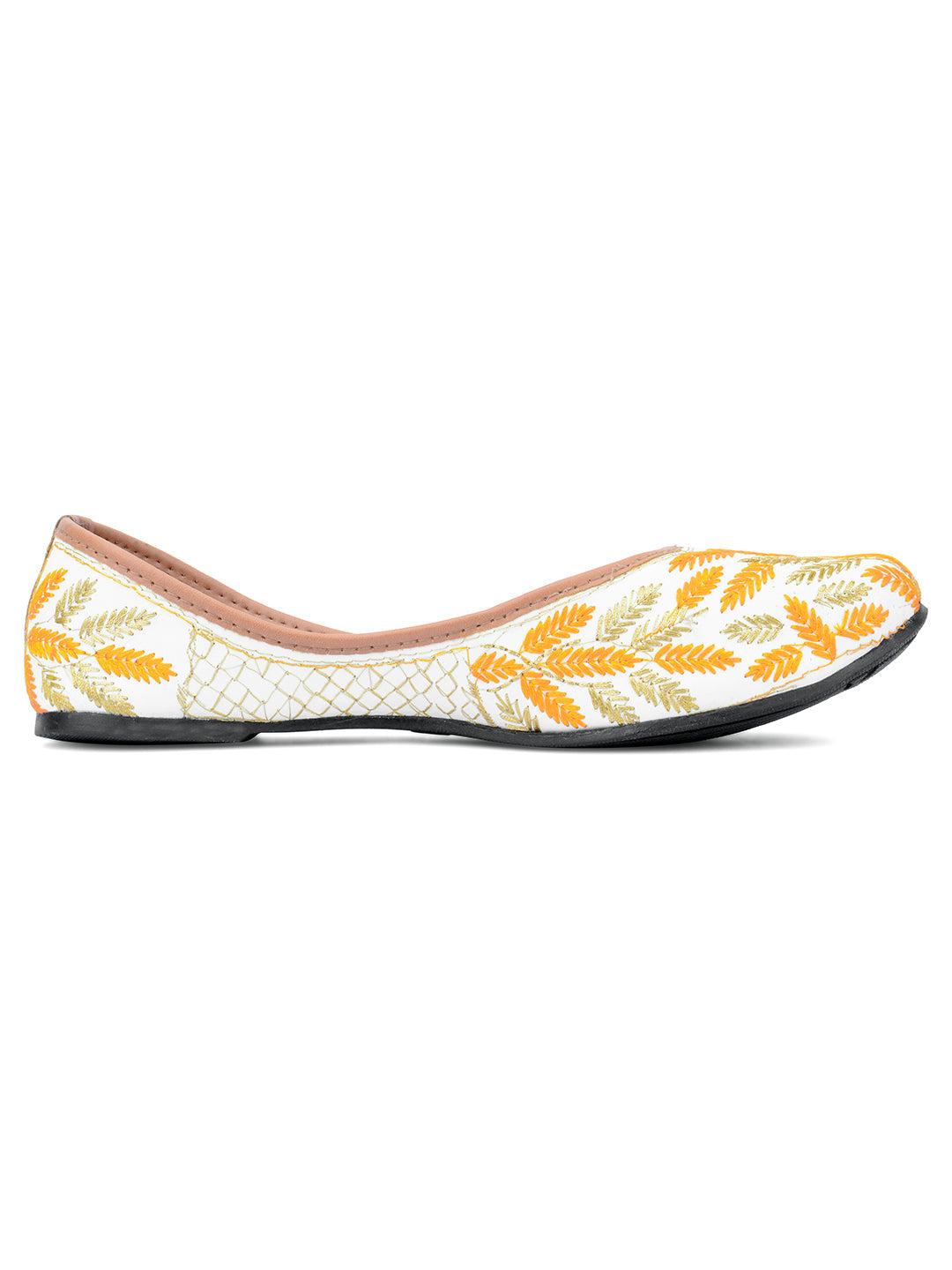 Desi Colour Women Indian Ethnic Footwear-Yellow Leaves | Grocsy