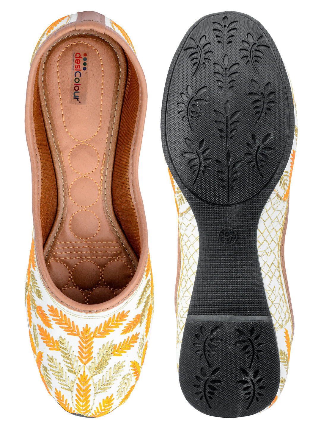 Desi Colour Women Indian Ethnic Footwear-Yellow Leaves | Grocsy