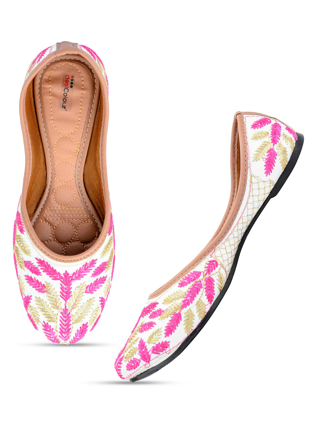 Desi Colour Women Indian Ethnic Footwear-Pink Leaves | Grocsy