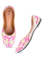 Desi Colour Women Indian Ethnic Footwear-Pink Leaves | Grocsy