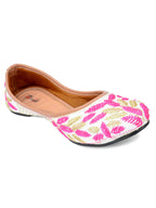 Desi Colour Women Indian Ethnic Footwear-Pink Leaves | Grocsy