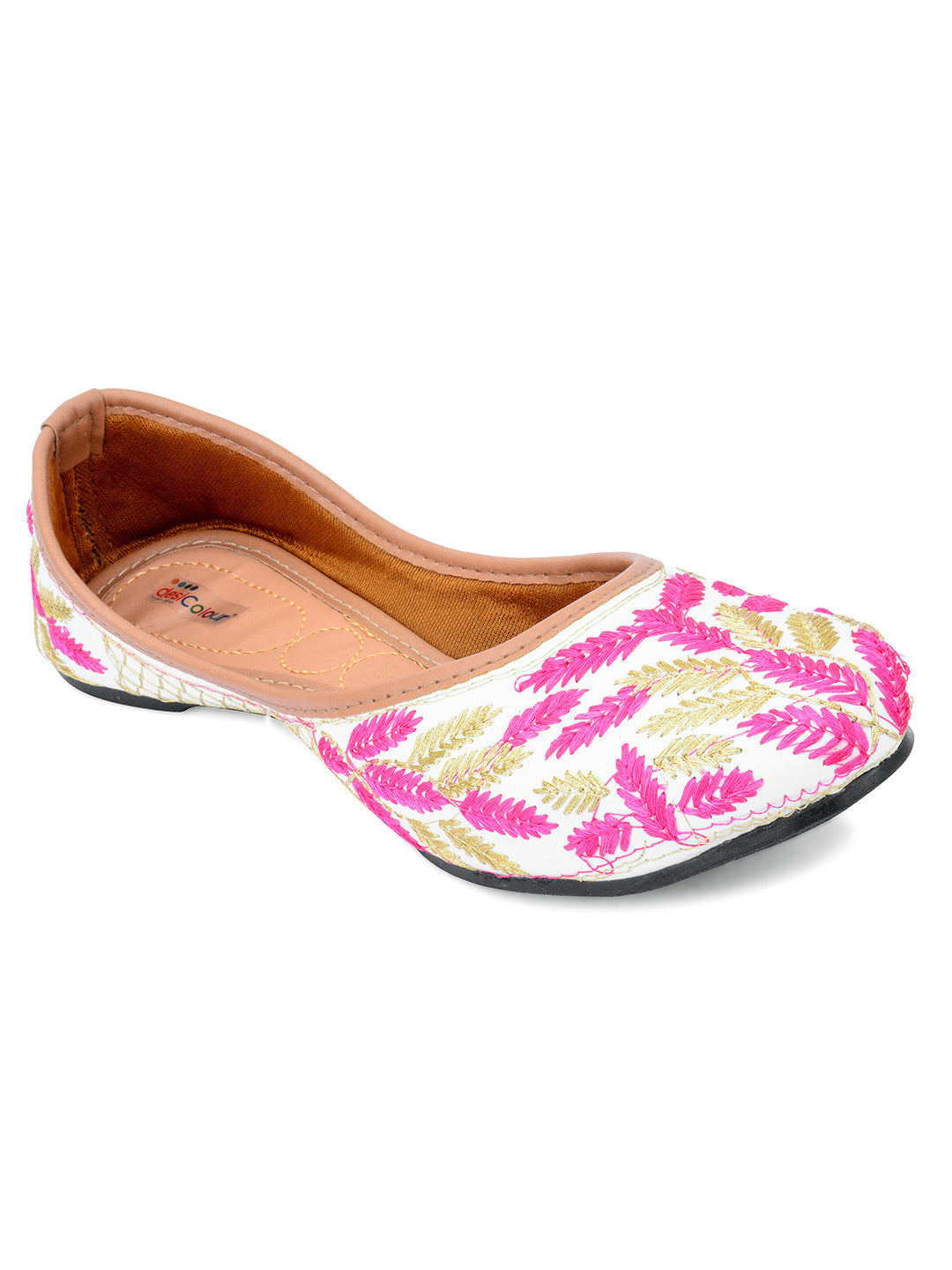 Desi Colour Women Indian Ethnic Footwear-Pink Leaves | Grocsy