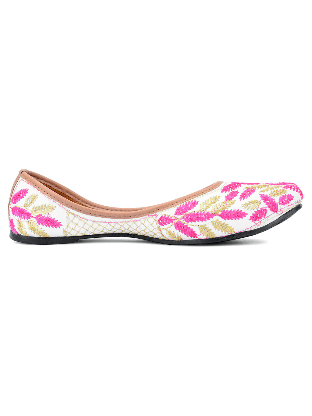 Desi Colour Women Indian Ethnic Footwear-Pink Leaves | Grocsy