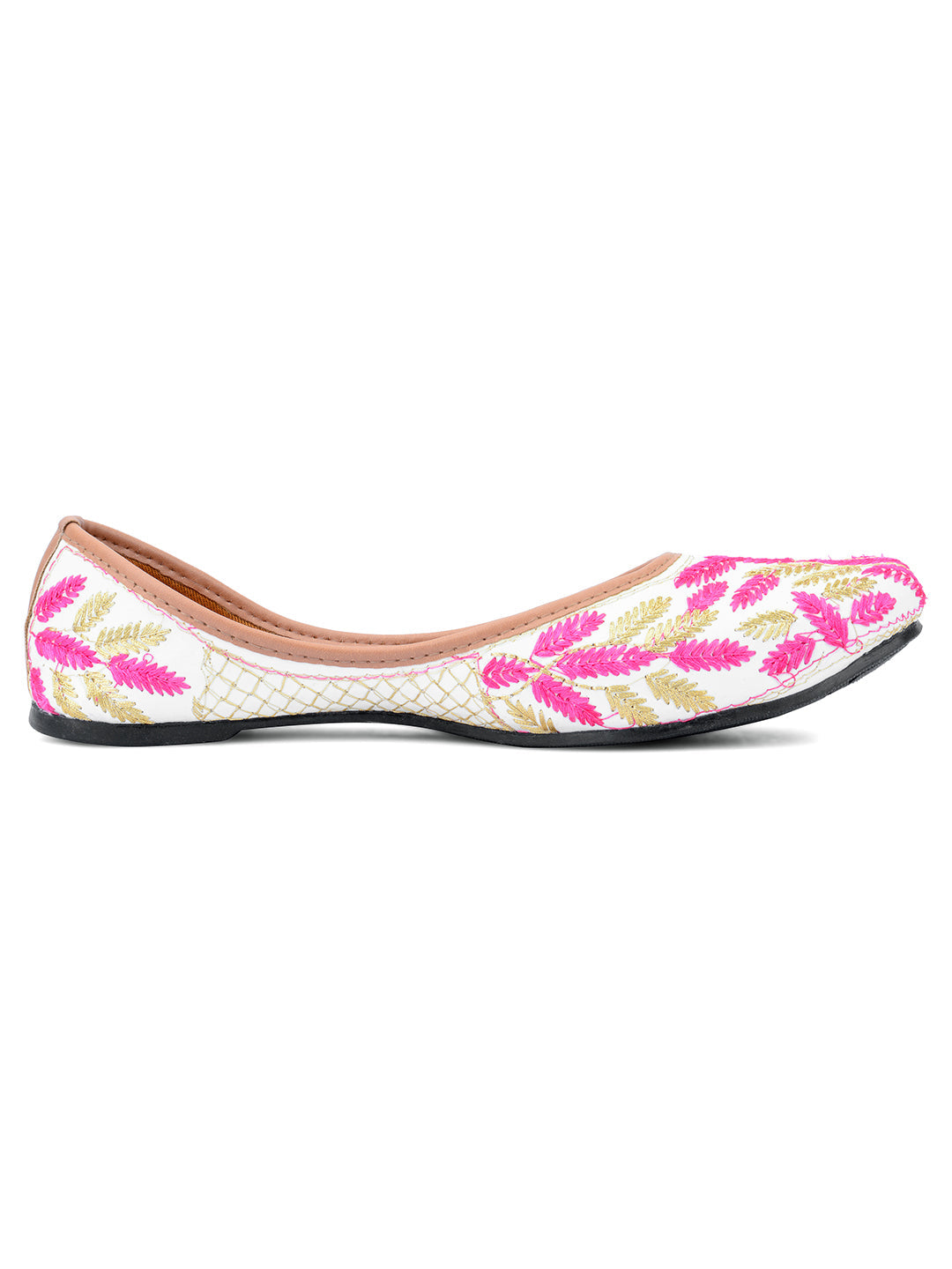 Desi Colour Women Indian Ethnic Footwear-Pink Leaves | Grocsy