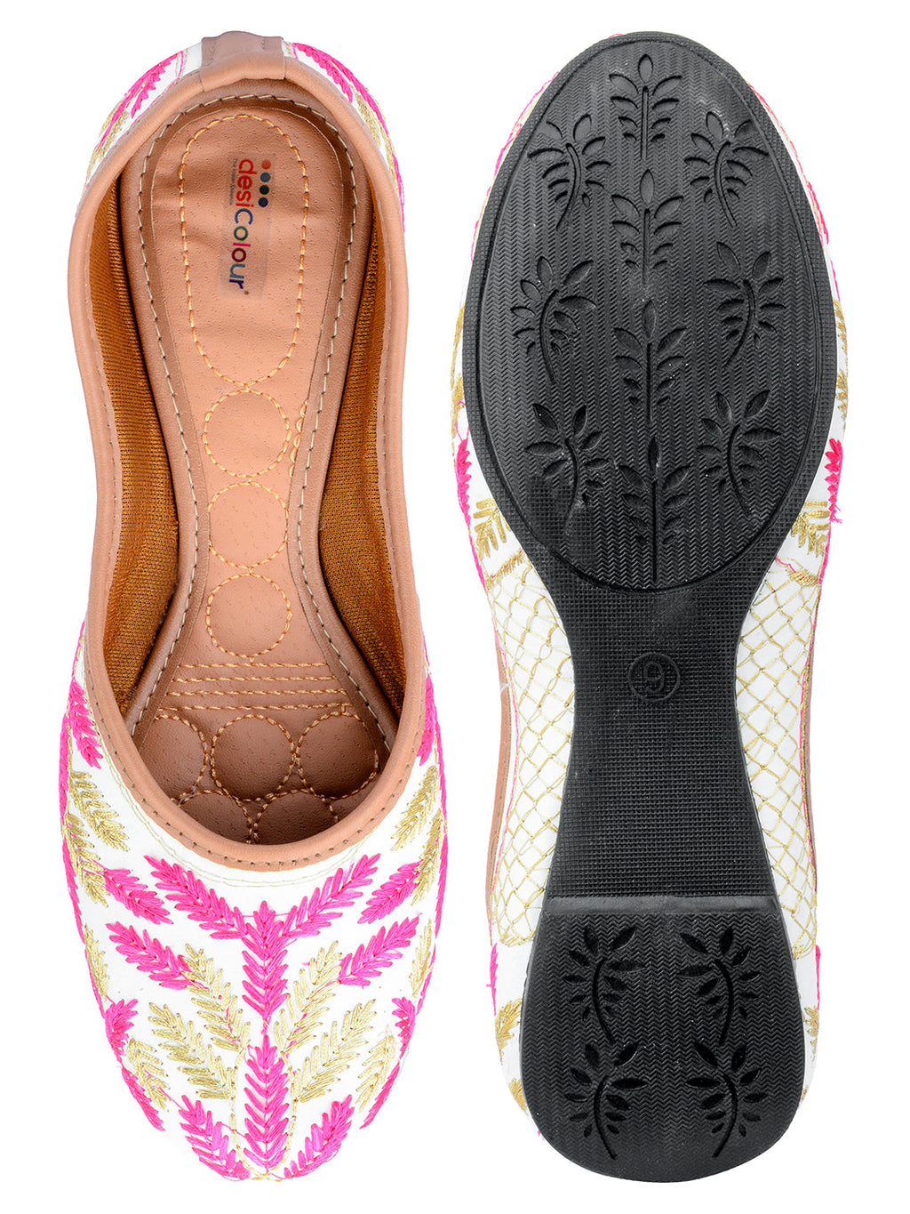 Desi Colour Women Indian Ethnic Footwear-Pink Leaves | Grocsy