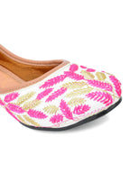 Desi Colour Women Indian Ethnic Footwear-Pink Leaves | Grocsy