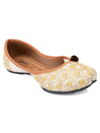 Desi Colour Women Indian Ethnic Footwear-Gold Side Flip-1 | Grocsy