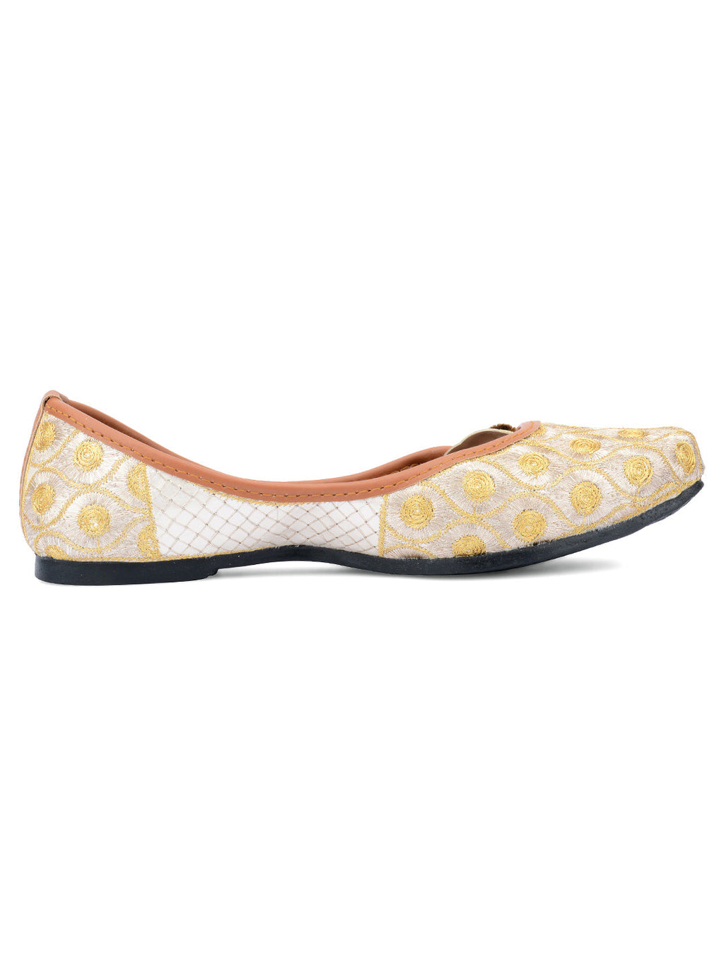 Desi Colour Women Indian Ethnic Footwear-Gold Side Flip-1 | Grocsy