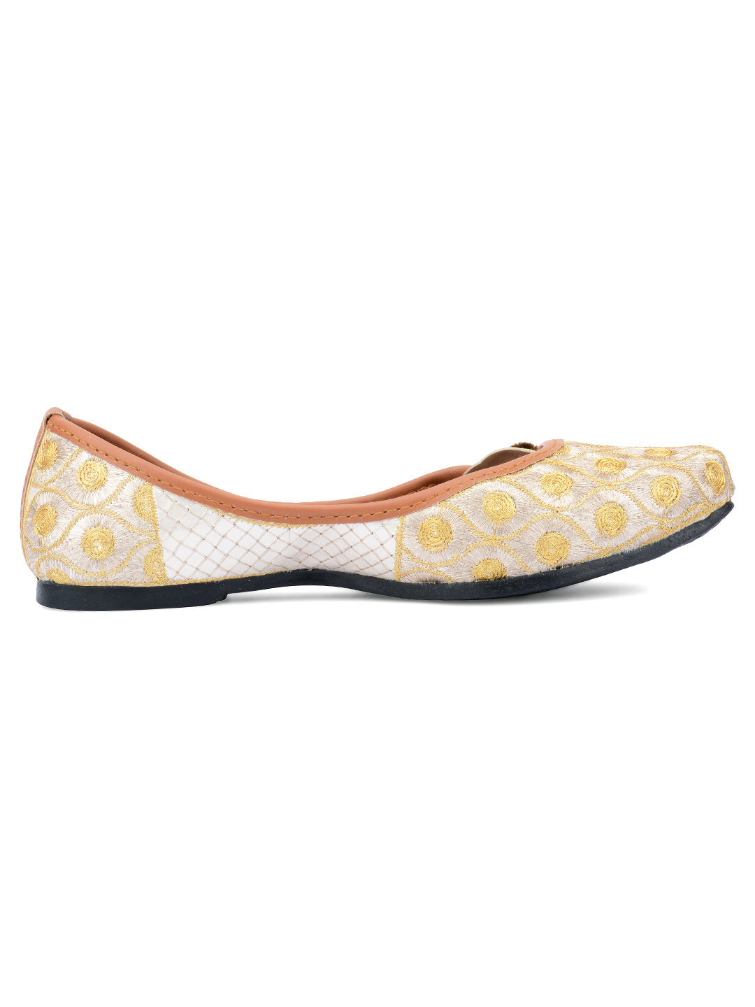 Desi Colour Women Indian Ethnic Footwear-Gold Side Flip-1 | Grocsy