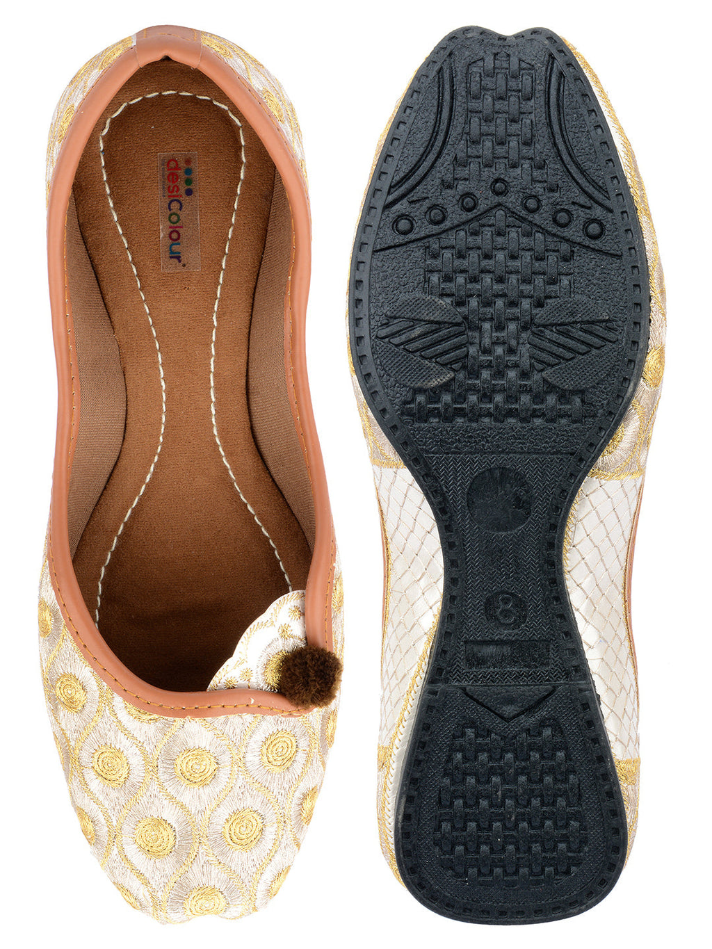 Desi Colour Women Indian Ethnic Footwear-Gold Side Flip-1 | Grocsy