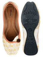 Desi Colour Women Indian Ethnic Footwear-Gold Side Flip-1 | Grocsy