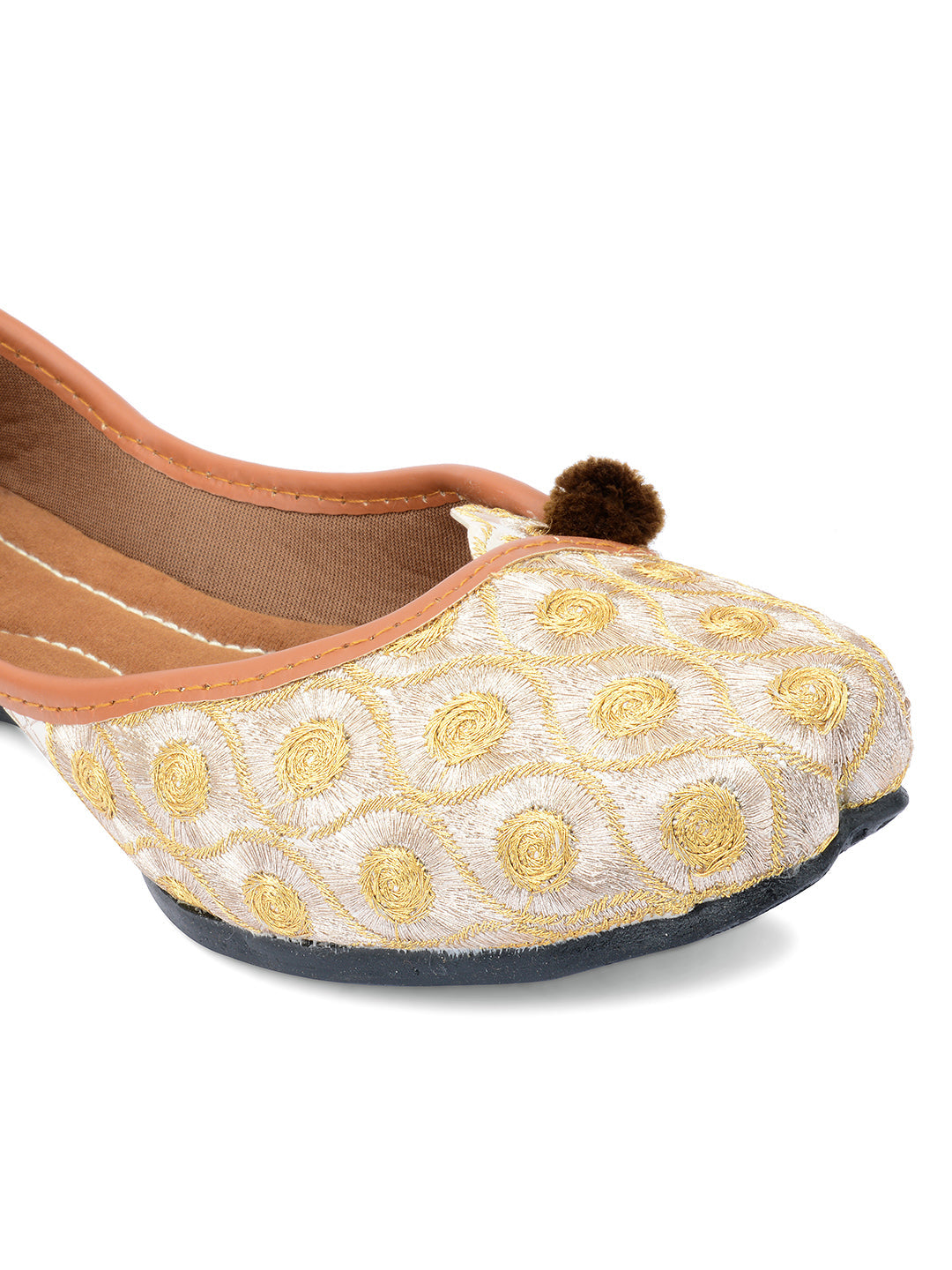 Desi Colour Women Indian Ethnic Footwear-Gold Side Flip-1 | Grocsy