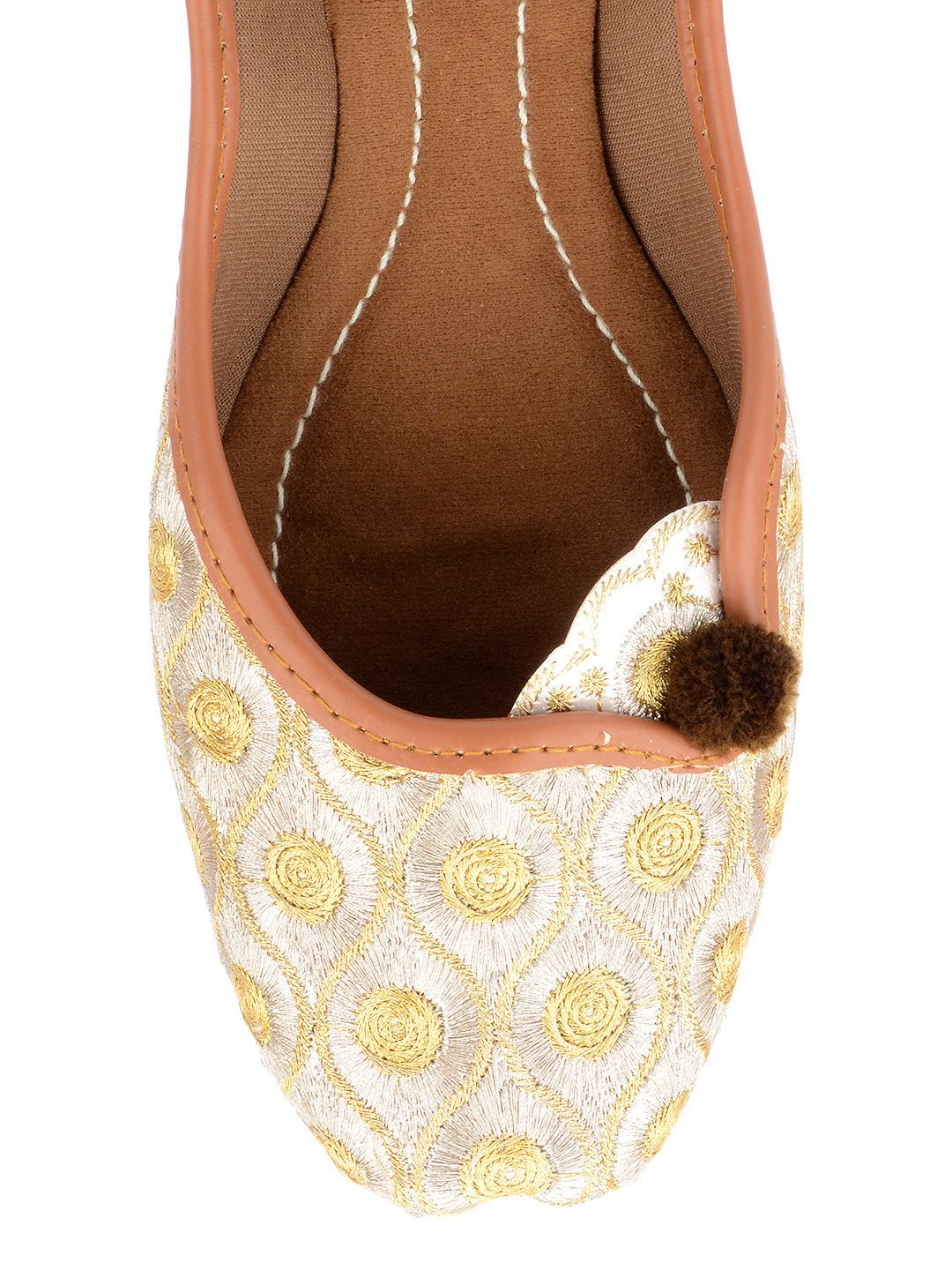 Desi Colour Women Indian Ethnic Footwear-Gold Side Flip-1 | Grocsy