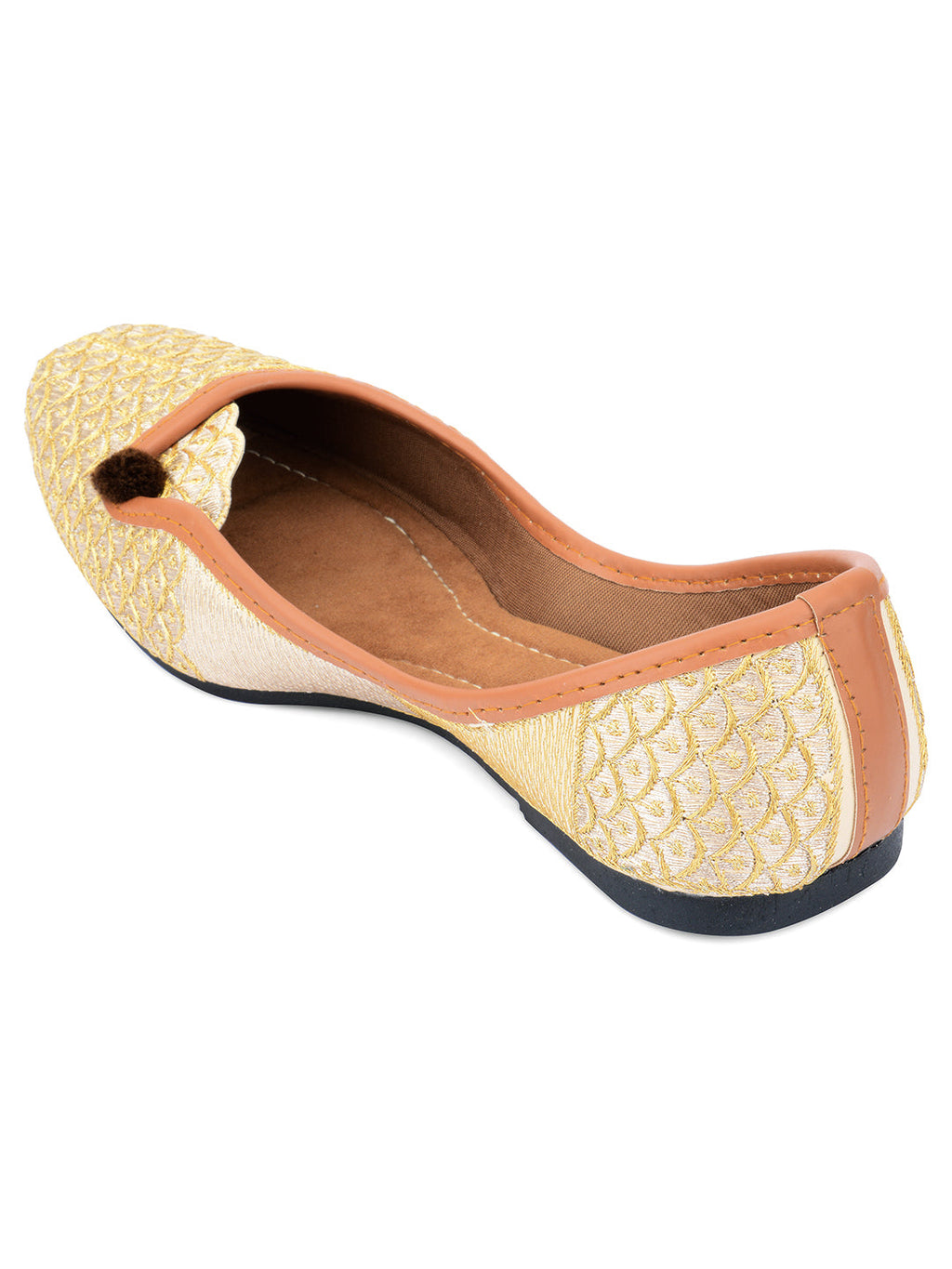 Desi Colour Women Indian Ethnic Footwear-Gold Side Flip-2 | Grocsy