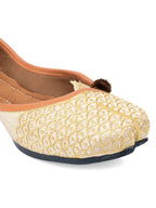 Desi Colour Women Indian Ethnic Footwear-Gold Side Flip-2 | Grocsy