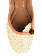 Desi Colour Women Indian Ethnic Footwear-Gold Side Flip-2 | Grocsy