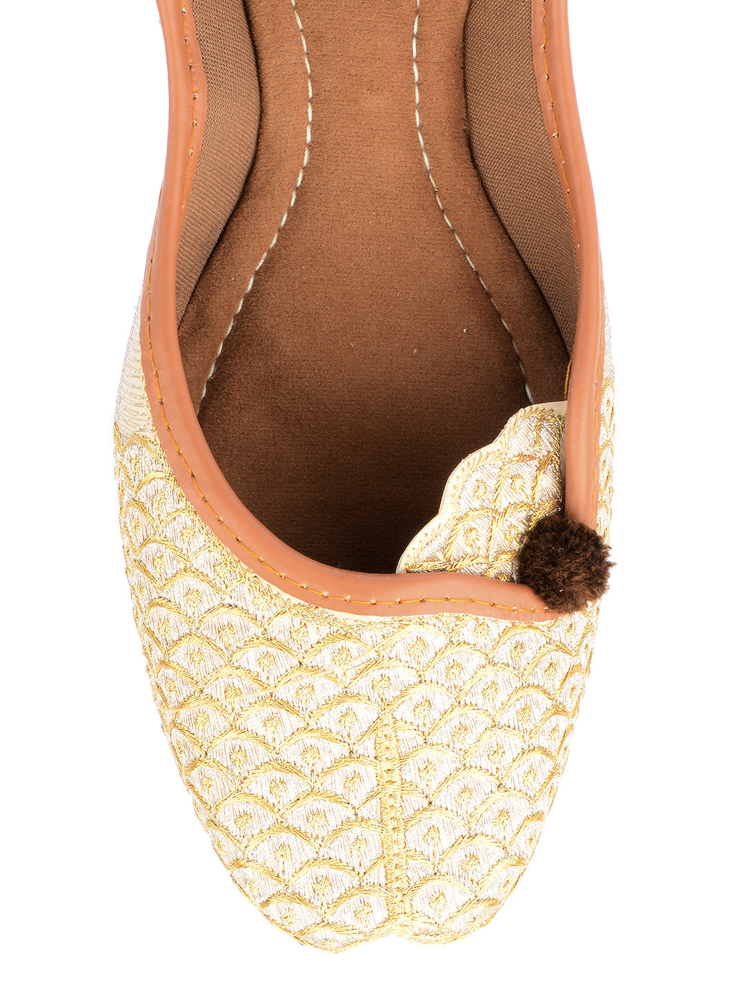 Desi Colour Women Indian Ethnic Footwear-Gold Side Flip-2 | Grocsy