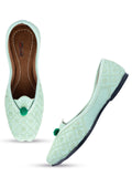 Desi Colour Women Indian Ethnic Footwear-Sea Green Front Flip | Grocsy