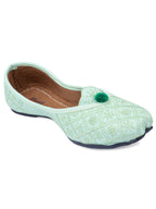 Desi Colour Women Indian Ethnic Footwear-Sea Green Front Flip | Grocsy