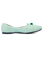 Desi Colour Women Indian Ethnic Footwear-Sea Green Front Flip | Grocsy