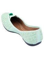 Desi Colour Women Indian Ethnic Footwear-Sea Green Front Flip | Grocsy