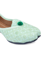 Desi Colour Women Indian Ethnic Footwear-Sea Green Front Flip | Grocsy