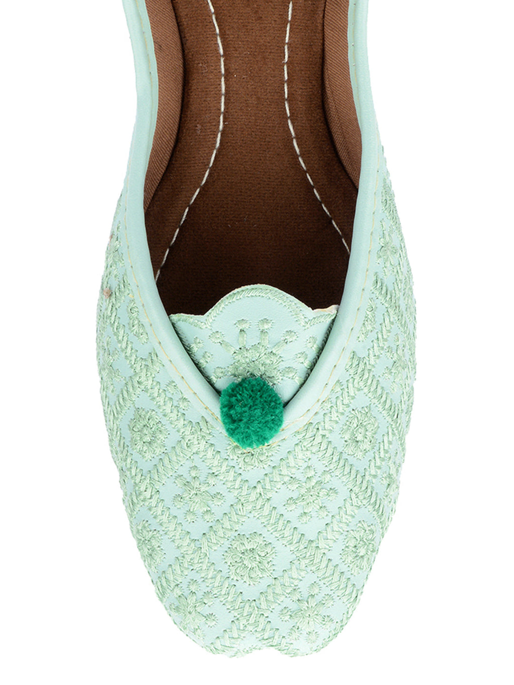 Desi Colour Women Indian Ethnic Footwear-Sea Green Front Flip | Grocsy