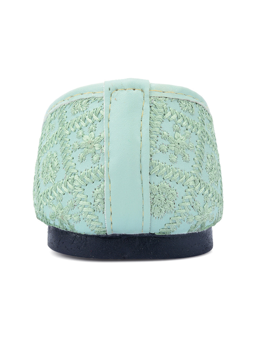 Desi Colour Women Indian Ethnic Footwear-Sea Green Front Flip | Grocsy
