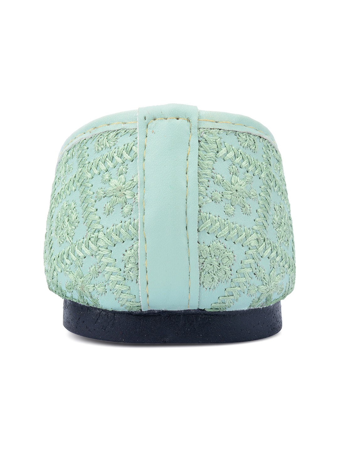 Desi Colour Women Indian Ethnic Footwear-Sea Green Front Flip | Grocsy