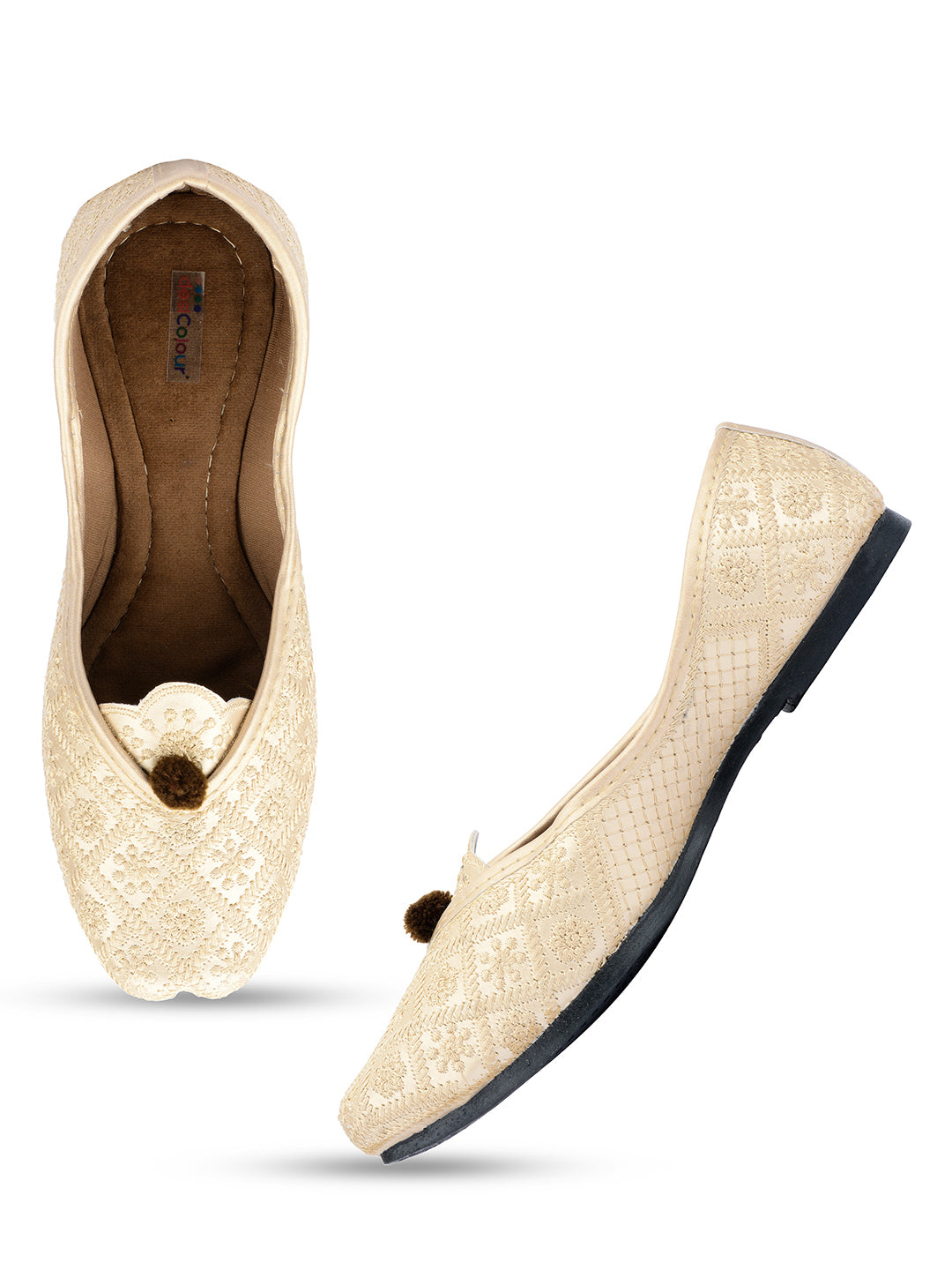 Desi Colour Women Indian Ethnic Footwear-Gold Front Flip | Grocsy