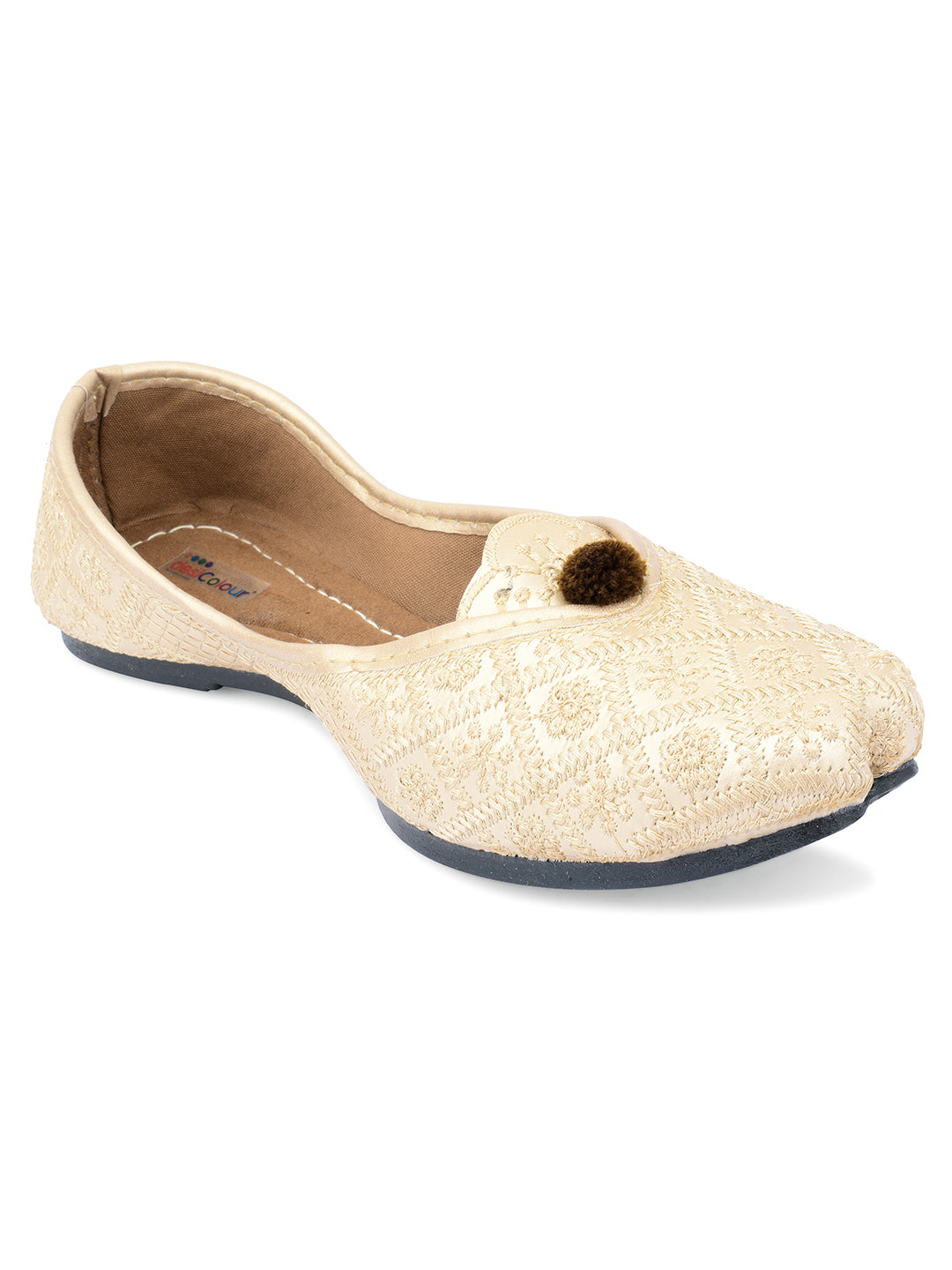 Desi Colour Women Indian Ethnic Footwear-Gold Front Flip | Grocsy