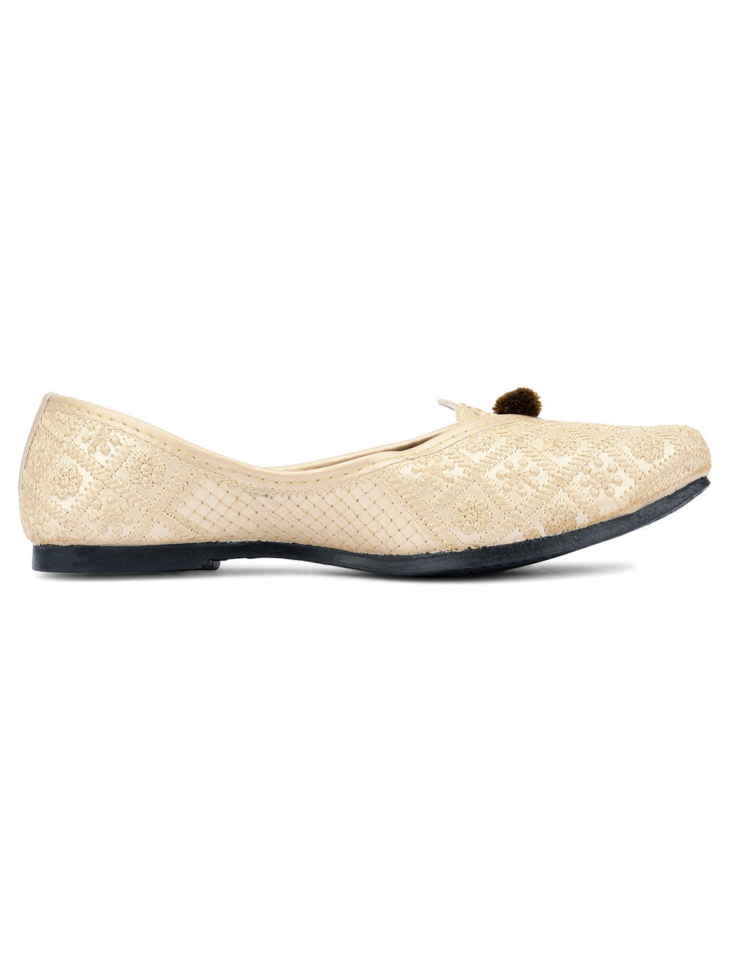 Desi Colour Women Indian Ethnic Footwear-Gold Front Flip | Grocsy