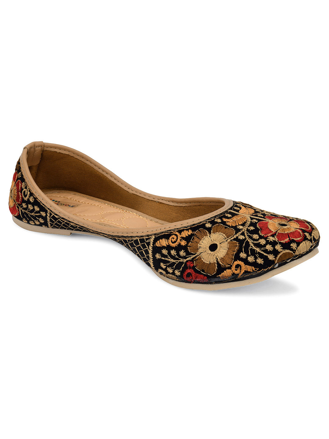Desi Colour Women Indian Ethnic Footwear-Black Thread Work 1 | Grocsy
