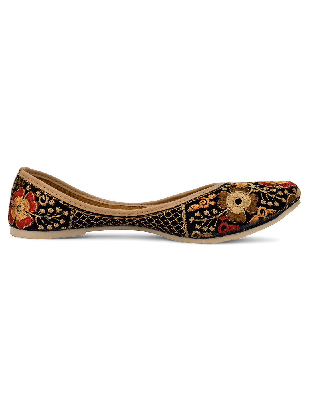 Desi Colour Women Indian Ethnic Footwear-Black Thread Work 1 | Grocsy