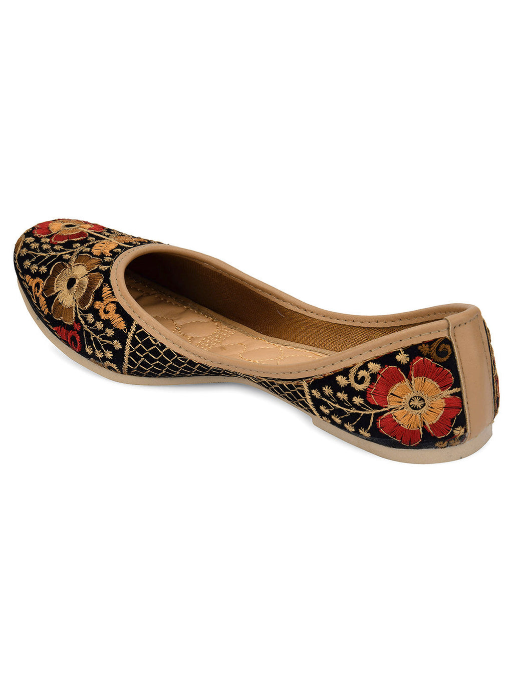 Desi Colour Women Indian Ethnic Footwear-Black Thread Work 1 | Grocsy