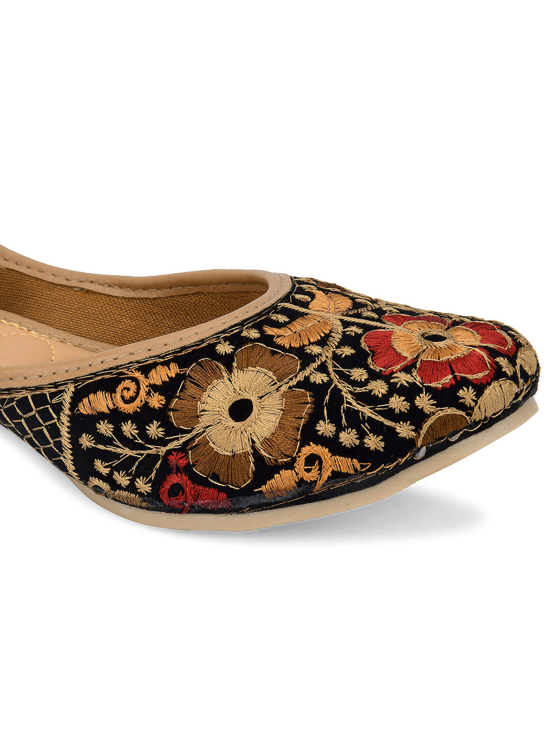 Desi Colour Women Indian Ethnic Footwear-Black Thread Work 1 | Grocsy