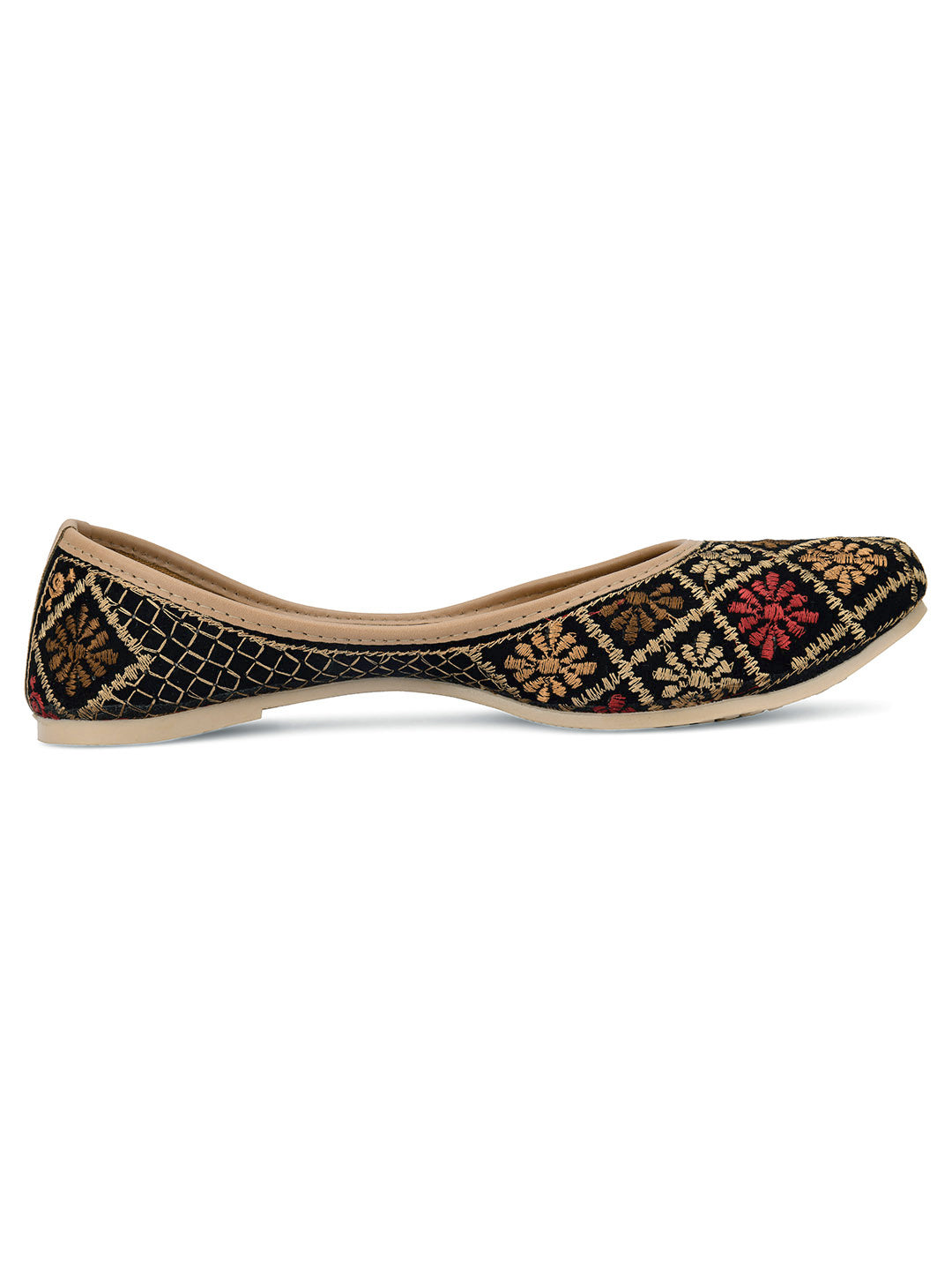 Desi Colour Women Indian Ethnic Footwear-Black Thread Work 2 | Grocsy