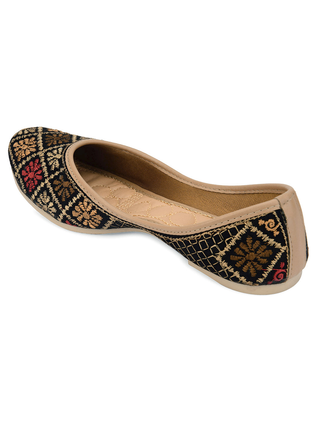 Desi Colour Women Indian Ethnic Footwear-Black Thread Work 2 | Grocsy
