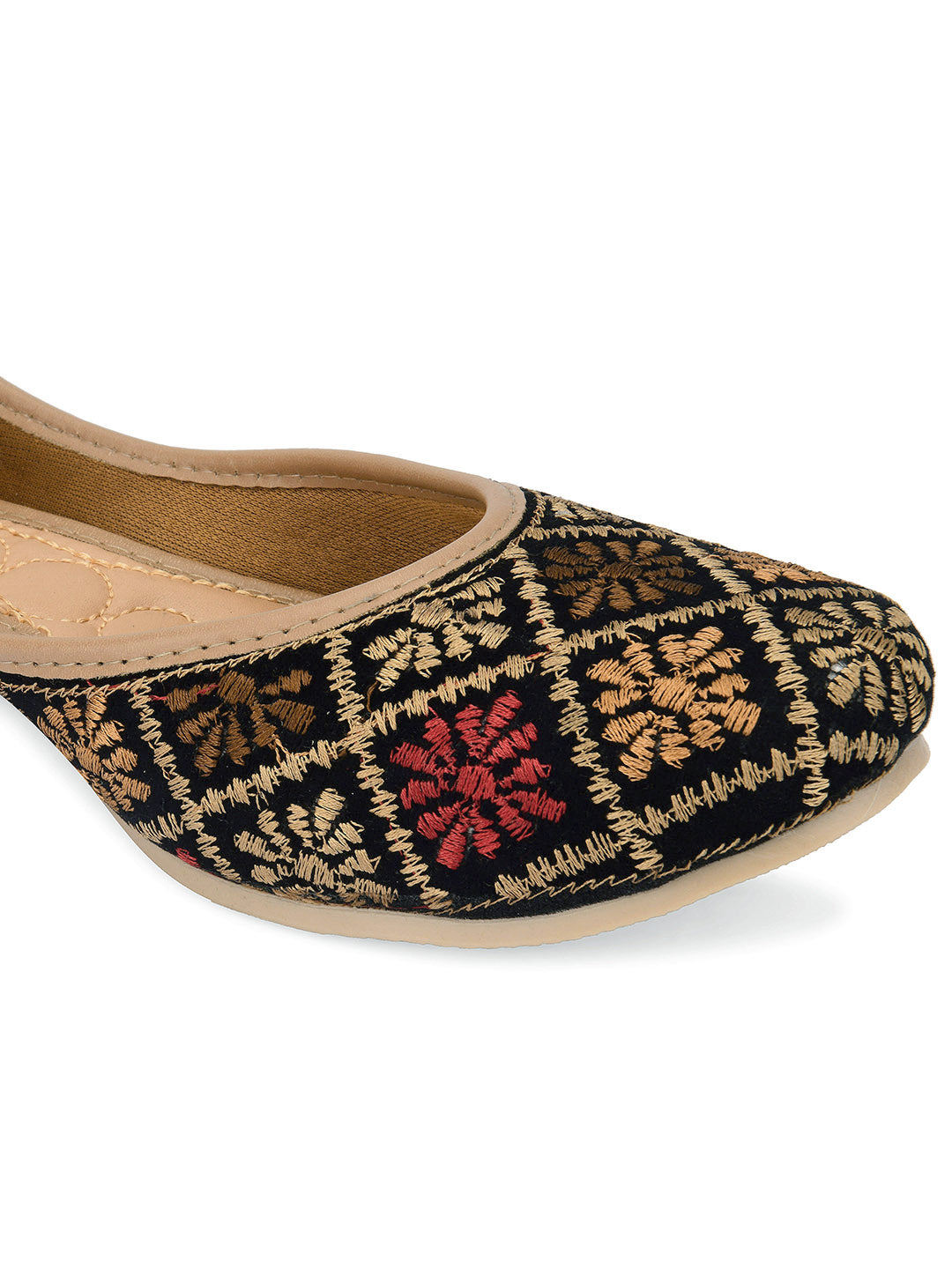 Desi Colour Women Indian Ethnic Footwear-Black Thread Work 2 | Grocsy