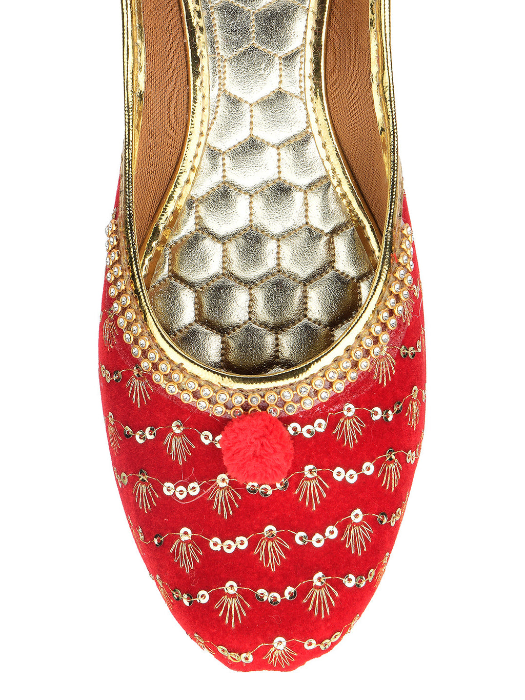 Desi Colour Women Indian Ethnic Footwear-Red Star | Grocsy
