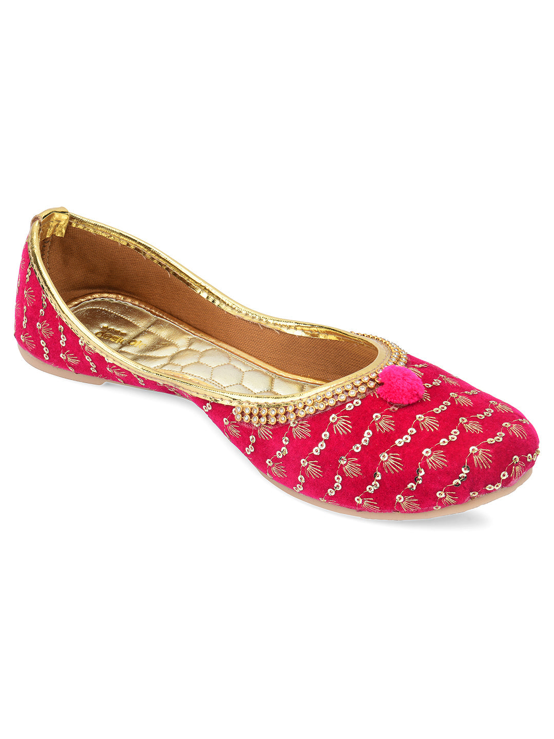 Desi Colour Women Indian Ethnic Footwear-Pink Star | Grocsy
