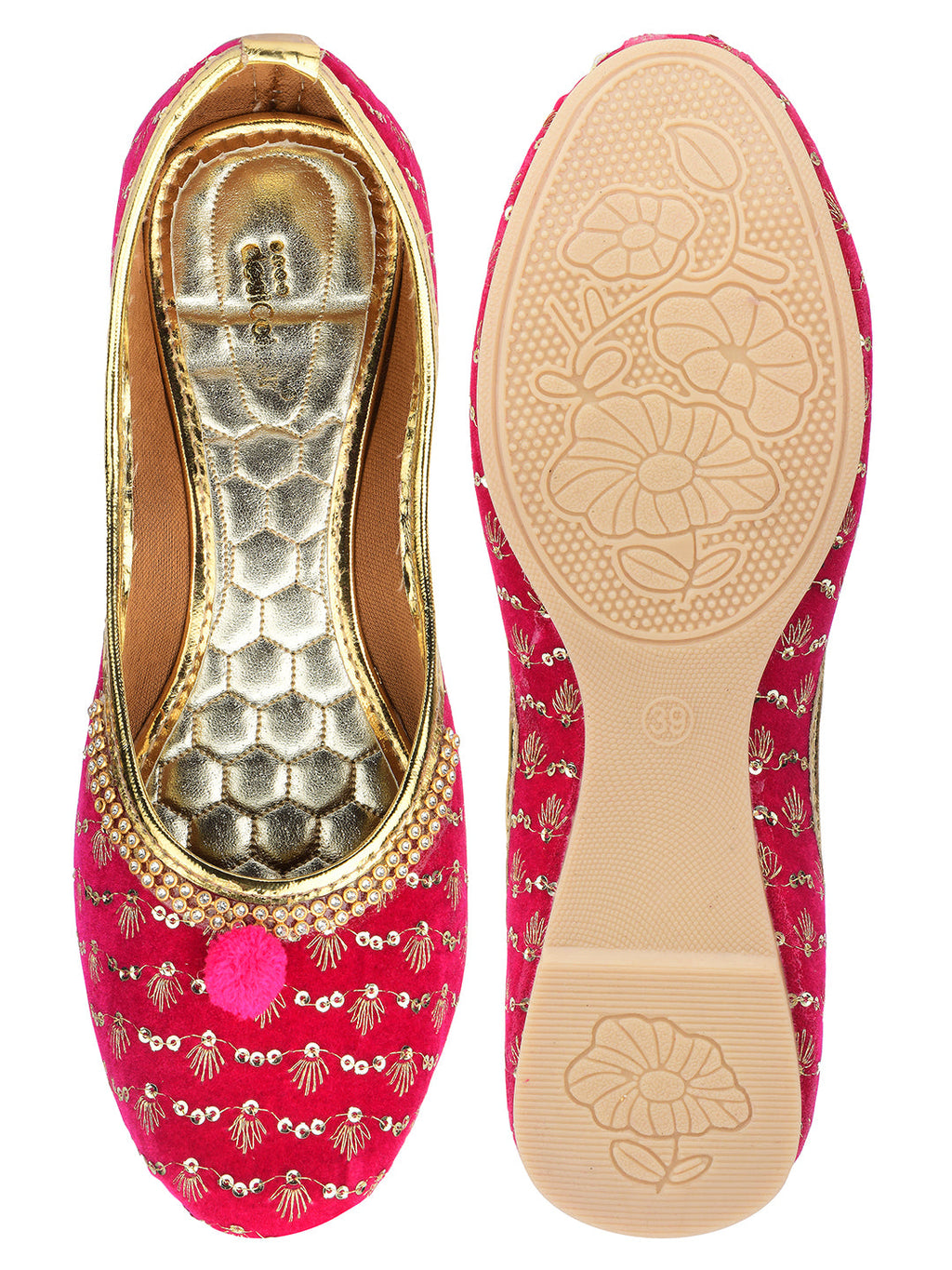 Desi Colour Women Indian Ethnic Footwear-Pink Star | Grocsy