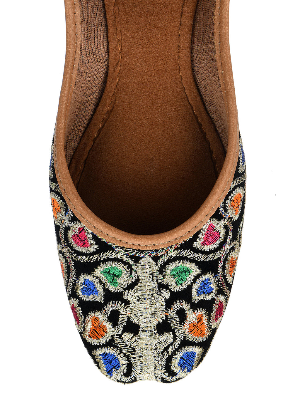 Desi Colour Women Indian Ethnic Footwear-Black Multi Floral | Grocsy