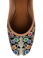 Desi Colour Women Indian Ethnic Footwear-Black Multi Floral | Grocsy