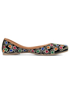 Desi Colour Women Indian Ethnic Footwear-Black Multi Floral | Grocsy