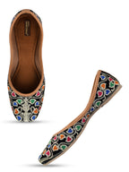 Desi Colour Women Indian Ethnic Footwear-Black Multi Floral | Grocsy