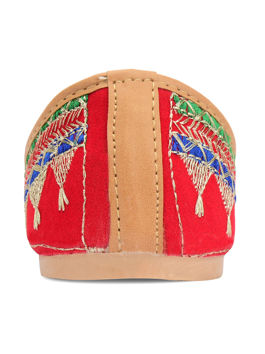 Desi Colour Women Indian Ethnic Footwear-Embroidered Red Zari | Grocsy