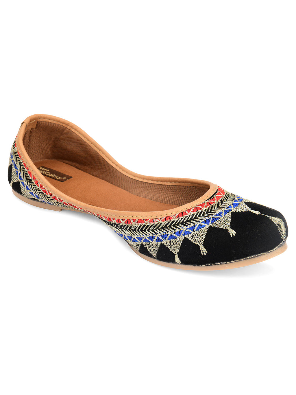 Desi Colour Women Indian Ethnic Footwear-Embroidered Black Zari | Grocsy