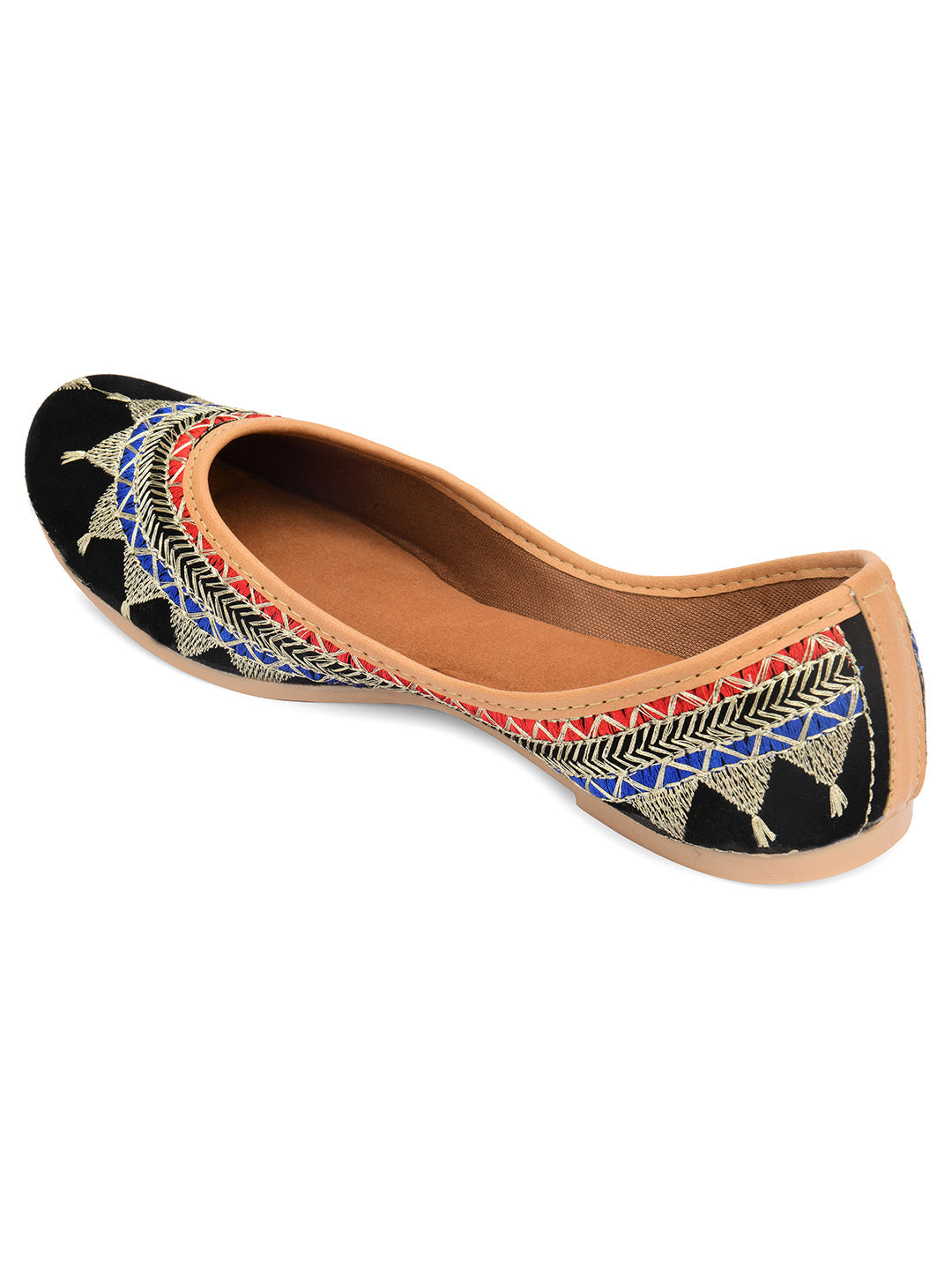 Desi Colour Women Indian Ethnic Footwear-Embroidered Black Zari | Grocsy