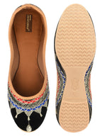 Desi Colour Women Indian Ethnic Footwear-Embroidered Black Zari | Grocsy